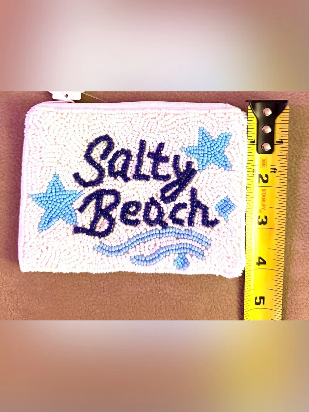 🌊⭐️Salty Beach Beaded White and Blue Coin Purse